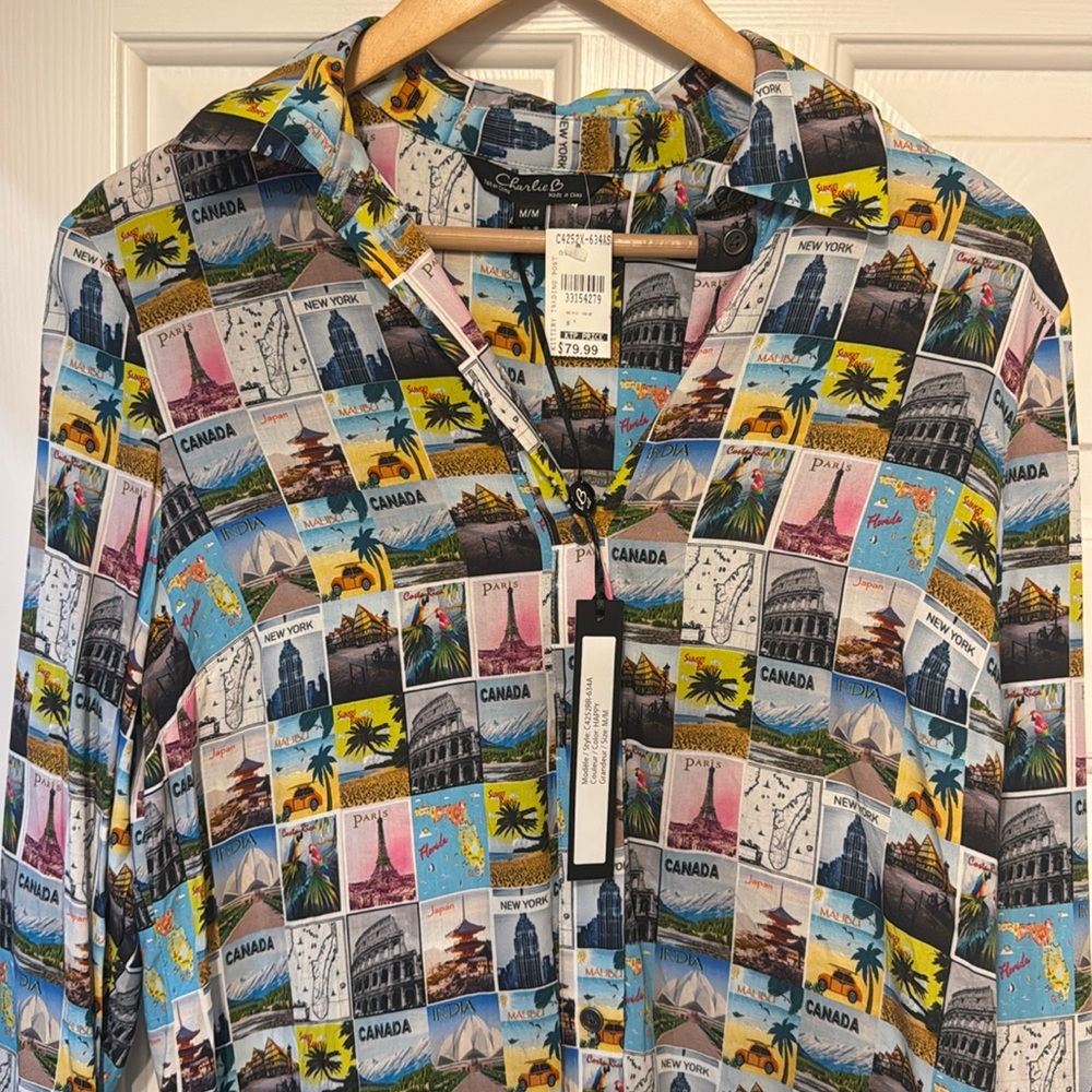 NWT Charlie B long sleeve button up medium travel